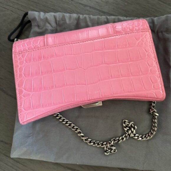 Balencia Hourglass Wallet on Chain Crocodile Pink - Picture 3 of 6